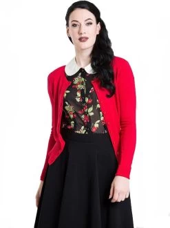 Hell Bunny Debbie Cardigan: Red - Small, Medium And Large