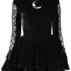 Restyle Neo Victorian Black Ruffled Velvet Dress