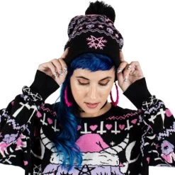 Too Fast Pastel Goth Pom Pom Beanie