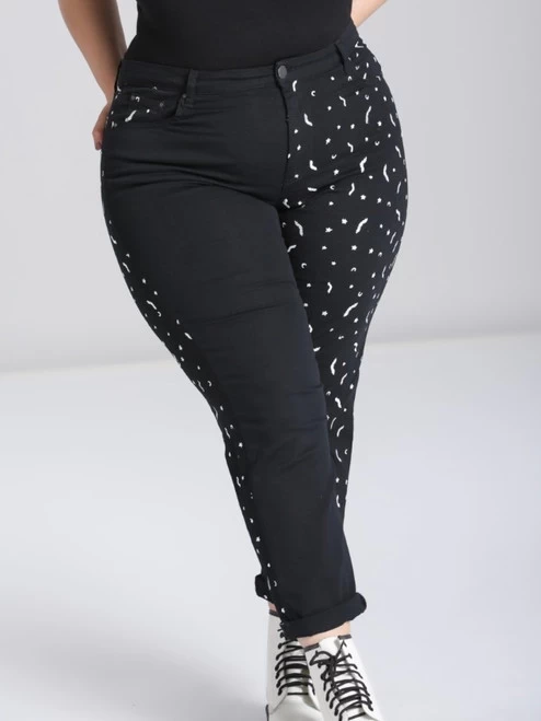 Hell Bunny Duo Bat Jeans: Black / White - Medium And 4XL 13 Hell Bunny Duo Bat Jeans: Black / White - Medium And 4XL - Image 11