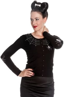 Hell Bunny Spider Cardigan: Blackout - Medium, XL And 2XL -Fashion Apparel 6347 spidercardigan blk1 35107.1698970370