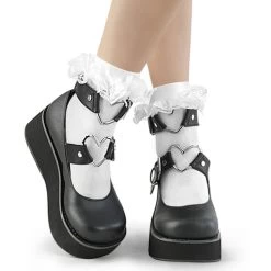 Demonia Opaque Ruffle Socks: White