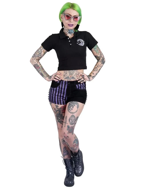 Too Fast Bat Studded Stretch Denim Shorts 6 Too Fast Bat Studded Stretch Denim Shorts - Image 4