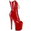 Pleaser Enchant-1041 8" Peep Toe Ankle Boots: Red - PRE-ORDER