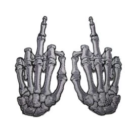 Kreepsville 666 Skelli Hand Middle Finger Patch Pair: White