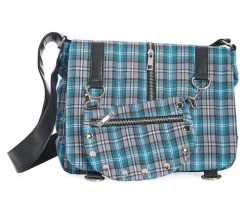 Banned Tartan Shoulder Bag: Blue / Grey