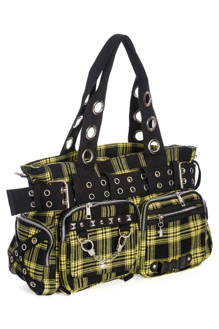 Banned Camdyn Handcuff Bag: Yellow Tartan 4 Banned Camdyn Handcuff Bag: Yellow Tartan - Image 2