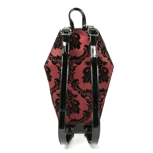 Rock Rebel Damask Coffin Backpack: Red 4 Rock Rebel Damask Coffin Backpack: Red - Image 2