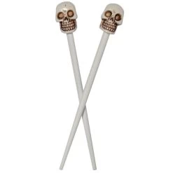 Kreepsville 666 Skull Collection Hair Sticks: White