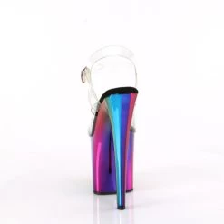 Pleaser Enchant-708RC 8" Platform Heels: Clear / Rainbow - PRE-ORDER