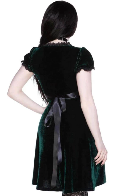 Killstar Heather Babydoll Dress: Emerald Green - Small 6 Killstar Heather Babydoll Dress: Emerald Green - Small - Image 4