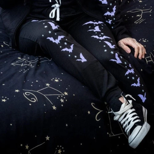 Too Fast Bats & Stars Sweatpants: Black / Purple - Small To 3XL 5 Too Fast Bats & Stars Sweatpants: Black / Purple - Small To 3XL - Image 3
