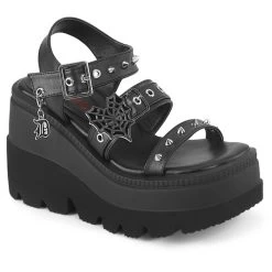 Demonia Shaker Spiderweb Platform Sandals - In Stock