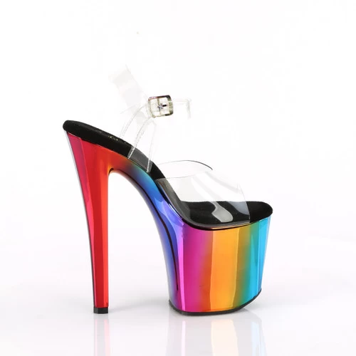 Pleaser Enchant-708RC 8" Platform Heels: Clear / Rainbow - PRE-ORDER 5 Pleaser Enchant-708RC 8" Platform Heels: Clear / Rainbow - PRE-ORDER - Image 3
