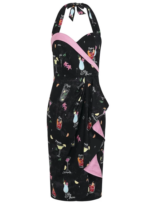 Collectif Lorna Cocktail Menu Pencil Dress - Small 3 Collectif Lorna Cocktail Menu Pencil Dress - Small