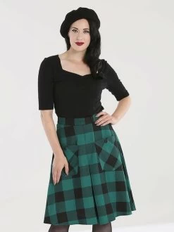 Hell Bunny Teen Spirit Mid Skirt: Black / Green - Large To 4XL -Fashion Apparel 920E6148 77F6 4A6C 9906 02E963769A73 15419.1682986079