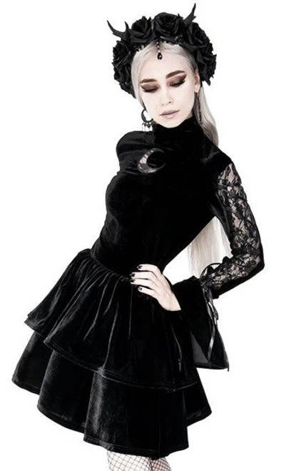 Restyle Neo Victorian Black Ruffled Velvet Dress 5 Restyle Neo Victorian Black Ruffled Velvet Dress - Image 3