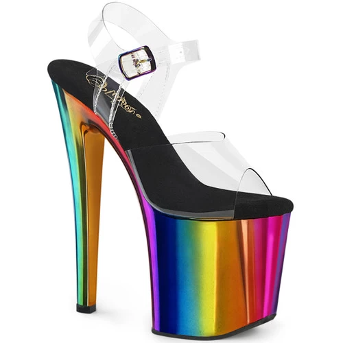 Pleaser Enchant-708RC 8" Platform Heels: Clear / Rainbow - PRE-ORDER 4 Pleaser Enchant-708RC 8" Platform Heels: Clear / Rainbow - PRE-ORDER - Image 2