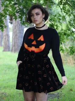 Collectif Adore Pumpkin Glitter Velvet Skater Skirt - Small, 2XL, 3XL And 4XL -Fashion Apparel 9968E986 1AAE 4E70 95AD 90E6355D861E 21075.1631259768