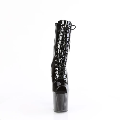 Pleaser Enchant-1041 8" Peep Toe Ankle Boots: Shiny Black Patent - PRE-ORDER 5 Pleaser Enchant-1041 8" Peep Toe Ankle Boots: Shiny Black Patent - PRE-ORDER - Image 3