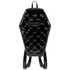Rock Rebel Mina Quilted Bat Coffin Backpack: Black