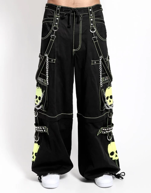 Tripp NYC Zip Off Super Skull Pants: Black / Lime 4 Tripp NYC Zip Off Super Skull Pants: Black / Lime - Image 2