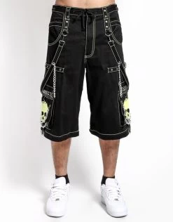 Tripp NYC Zip Off Super Skull Pants: Black / Lime 14 Tripp NYC Zip Off Super Skull Pants: Black / Lime -Fashion Apparel AF3770M BLKLIME SHORT 79156.1605798006