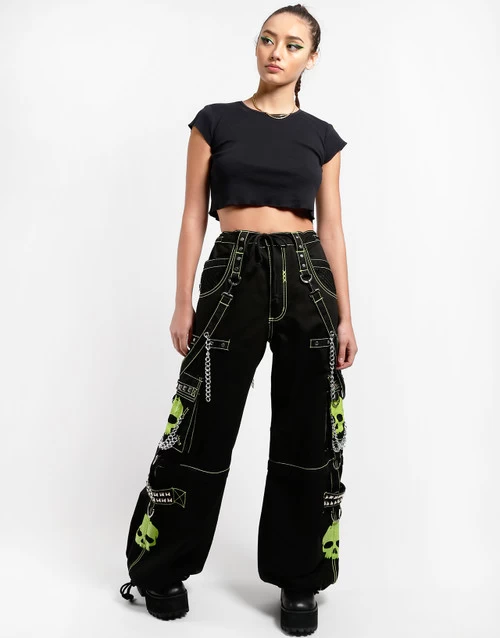 Tripp NYC Zip Off Super Skull Pants: Black / Lime 8 Tripp NYC Zip Off Super Skull Pants: Black / Lime - Image 6