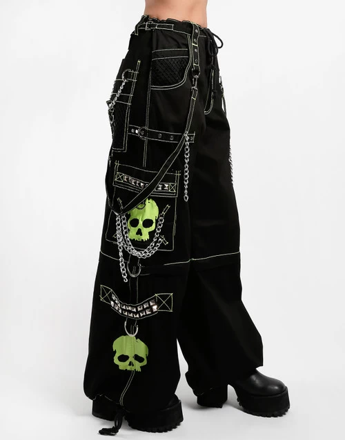 Tripp NYC Zip Off Super Skull Pants: Black / Lime 10 Tripp NYC Zip Off Super Skull Pants: Black / Lime - Image 8