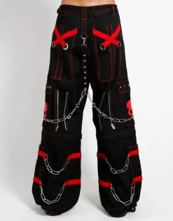 Tripp NYC Skull Zip Off Pants: Black / Red 14 Tripp NYC Skull Zip Off Pants: Black / Red -Fashion Apparel AF7049M BLKRED B 20112.1602158580