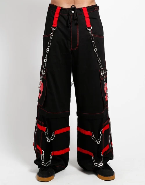 Tripp NYC Skull Zip Off Pants: Black / Red 4 Tripp NYC Skull Zip Off Pants: Black / Red - Image 2
