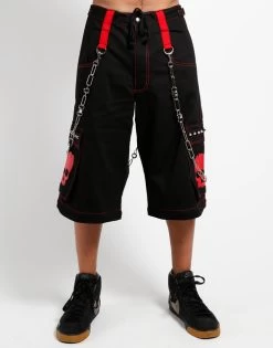 Tripp NYC Skull Zip Off Pants: Black / Red 15 Tripp NYC Skull Zip Off Pants: Black / Red -Fashion Apparel AF7049M BLKRED SHORT 56989.1602158585