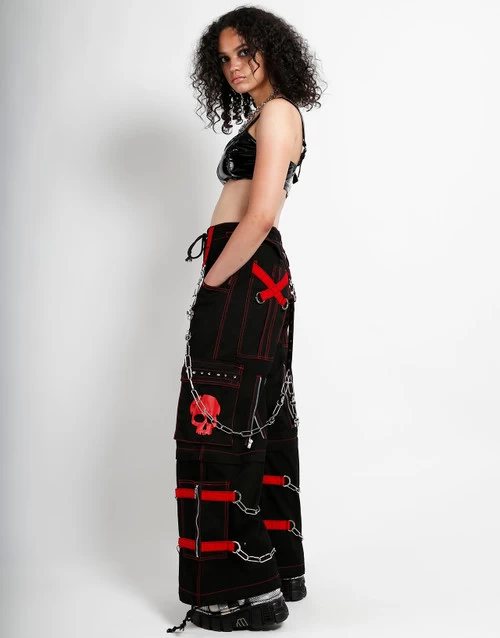 Tripp NYC Skull Zip Off Pants: Black / Red 8 Tripp NYC Skull Zip Off Pants: Black / Red - Image 6