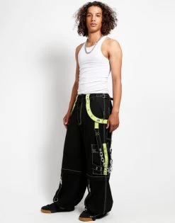 Tripp NYC Zip Off X-Pants: Black / Lime -Fashion Apparel AF7340M BLKLIME FULL 58283.1602159342