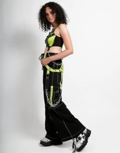 Tripp NYC Zip Off X-Pants: Black / Lime -Fashion Apparel AF7340W BLKLIME FULL 11790.1602159424