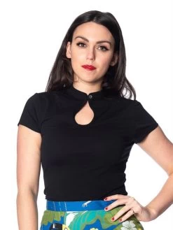 Banned Mandarin Collar Top: Black -Fashion Apparel B21FC9FE 9CC8 4DA7 AFC2 021DA6E3BFDE 09044.1699121069