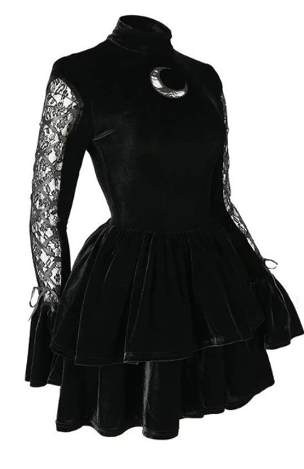 Restyle Neo Victorian Black Ruffled Velvet Dress 6 Restyle Neo Victorian Black Ruffled Velvet Dress - Image 4