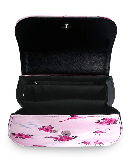 Liquorbrand Flamingos Bamboo Handle Bag: Pink 5 Liquorbrand Flamingos Bamboo Handle Bag: Pink - Image 3