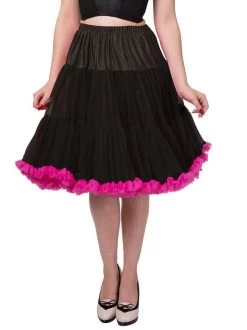 Banned Bright Lights Petticoat: Black / Hot Pink - XS/S