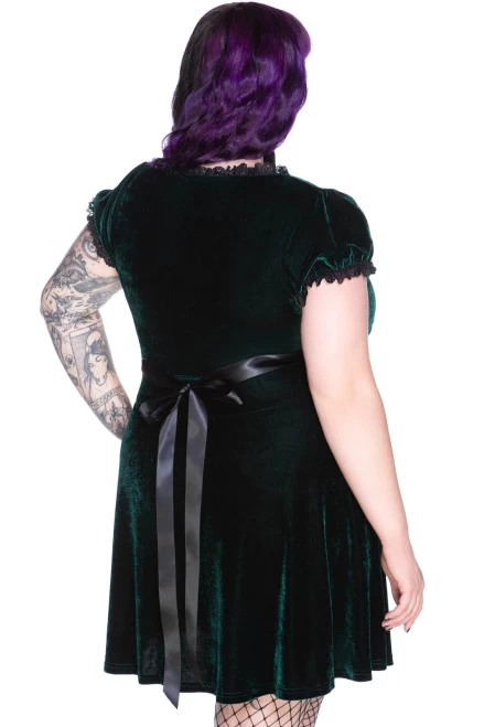Killstar Heather Babydoll Dress: Emerald Green - Small 4 Killstar Heather Babydoll Dress: Emerald Green - Small - Image 2