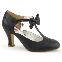 Pin Up Couture Flapper Bow Heels: Black - In Stock