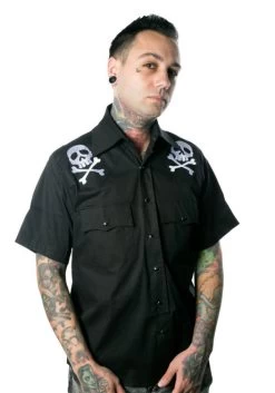 Kreepsville 666 Harlock Skull X Bones Western Shirt