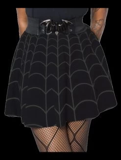 Kreepsville 666 Spiderweb Skater Skirt: Grey 11 Kreepsville 666 Spiderweb Skater Skirt: Grey -Fashion Apparel Big C Edit 1 Black Background 70455.1646022664