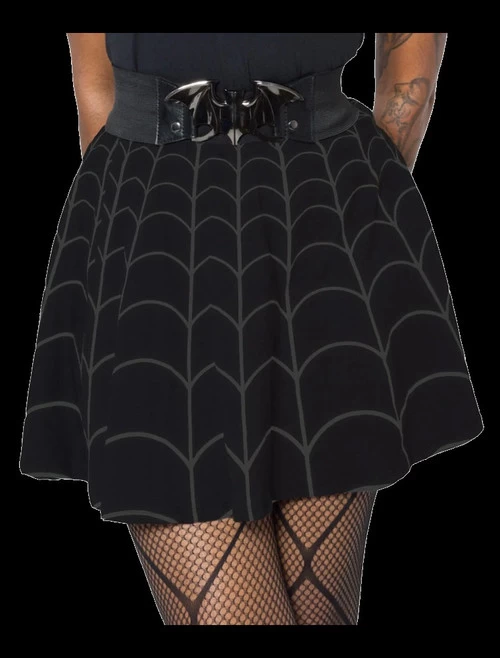 Kreepsville 666 Spiderweb Skater Skirt: Grey 6 Kreepsville 666 Spiderweb Skater Skirt: Grey - Image 4