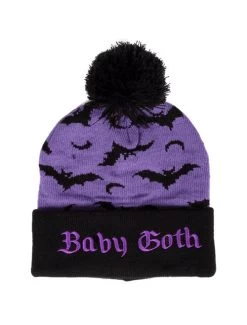 Too Fast Baby Goth Pom Pom Beanie