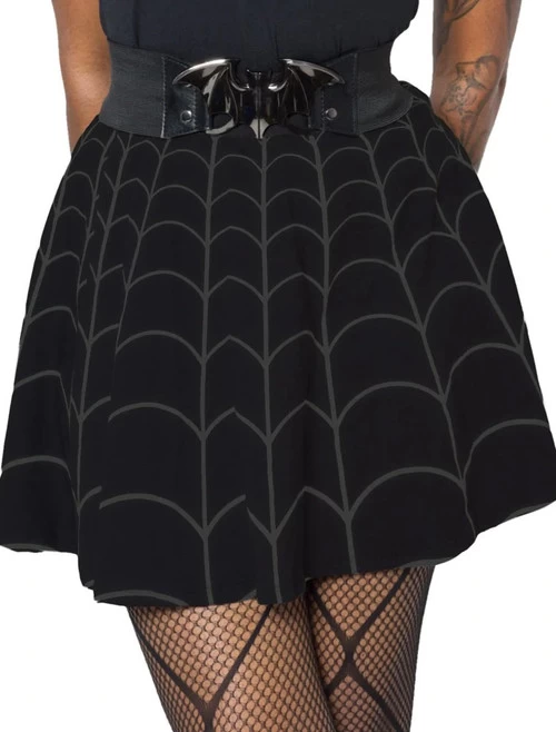 Kreepsville 666 Spiderweb Skater Skirt: Grey 5 Kreepsville 666 Spiderweb Skater Skirt: Grey - Image 3