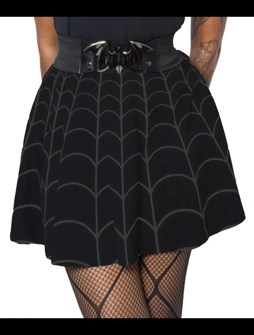 Kreepsville 666 Spiderweb Skater Skirt: Grey 7 Kreepsville 666 Spiderweb Skater Skirt: Grey - Image 5