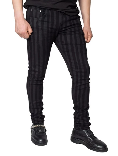 Kreepsville 666 Unisex Skinny Jeans: Destroyer Grey Stripe 8 Kreepsville 666 Unisex Skinny Jeans: Destroyer Grey Stripe - Image 6