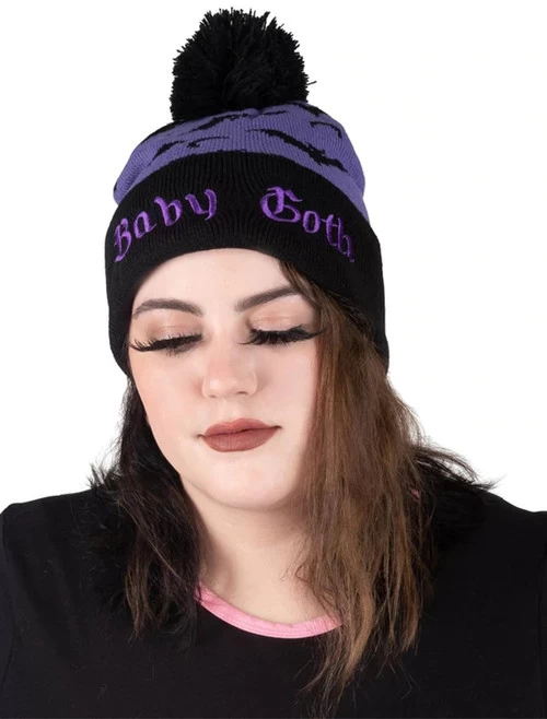 Too Fast Baby Goth Pom Pom Beanie 5 Too Fast Baby Goth Pom Pom Beanie - Image 3