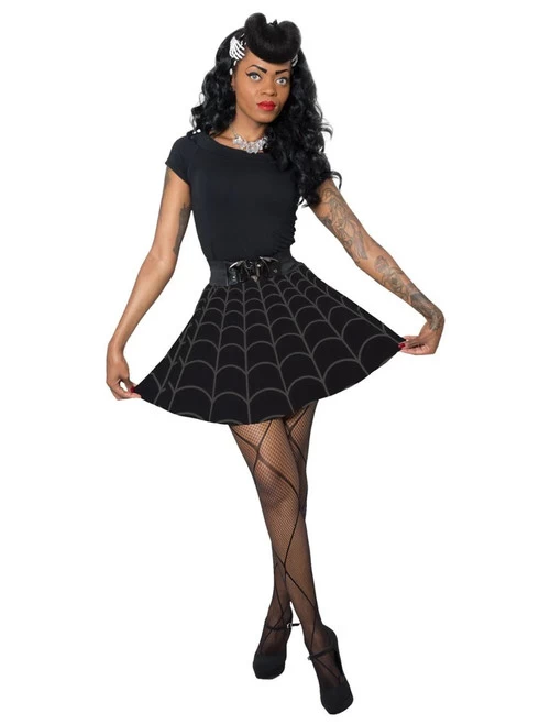 Kreepsville 666 Spiderweb Skater Skirt: Grey 4 Kreepsville 666 Spiderweb Skater Skirt: Grey - Image 2
